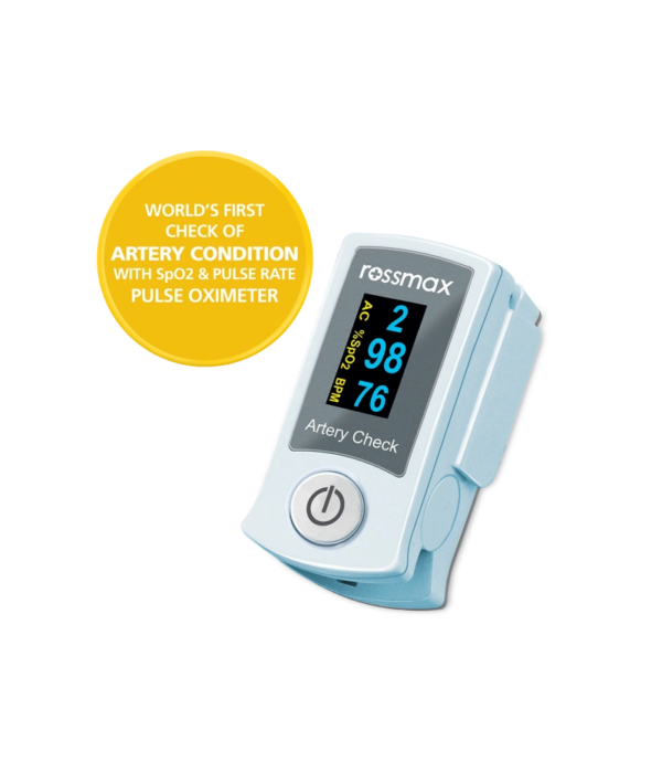 Rossmax pulssoksümeeter määrab sinu vere hapnikuga küllastatuse taseme, pulsisageduse ja arterite ja vereringe seisundi sõrmeotsalt vaid sekunditega.